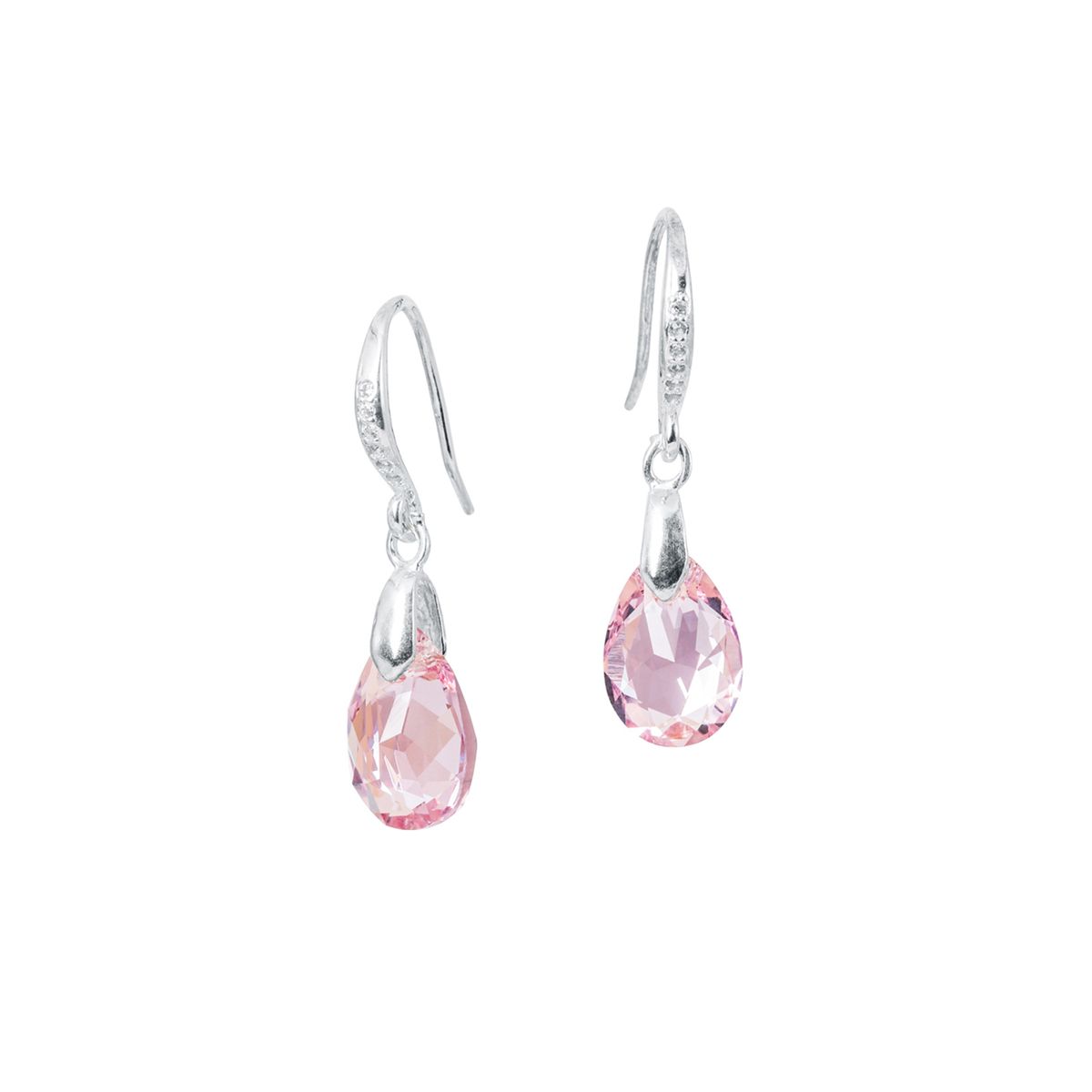JOYAS MONTERO - Aros Gota de Luz Plata 925 creado con cristales de Swarovski® Light Rose