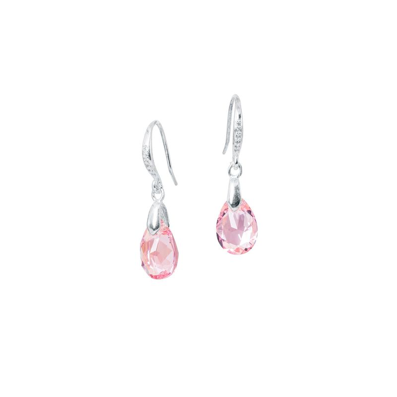 JOYAS MONTERO - Aros Gota de Luz Plata Italina 925 y Cristales Genuinos Light Rose