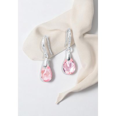 Imagen 2 del producto Aros Gota de Luz Plata 925 creado con cristales de Swarovski® Light Rose