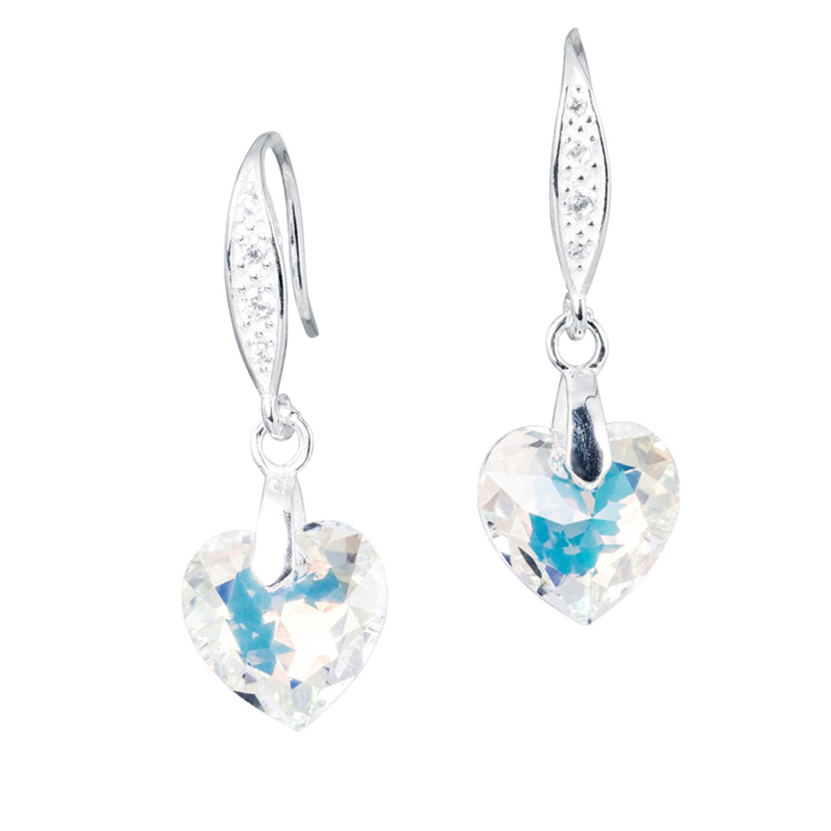 JOYAS MONTERO - Aros Amor Plata 925 creado con cristales de Swarovski® Aurora Boreal