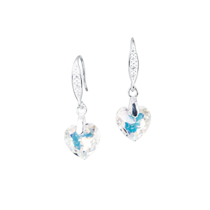 JOYAS MONTERO - Aros Amor Plata Italiana 925 y Cristal Genuino  Aurora Boreal