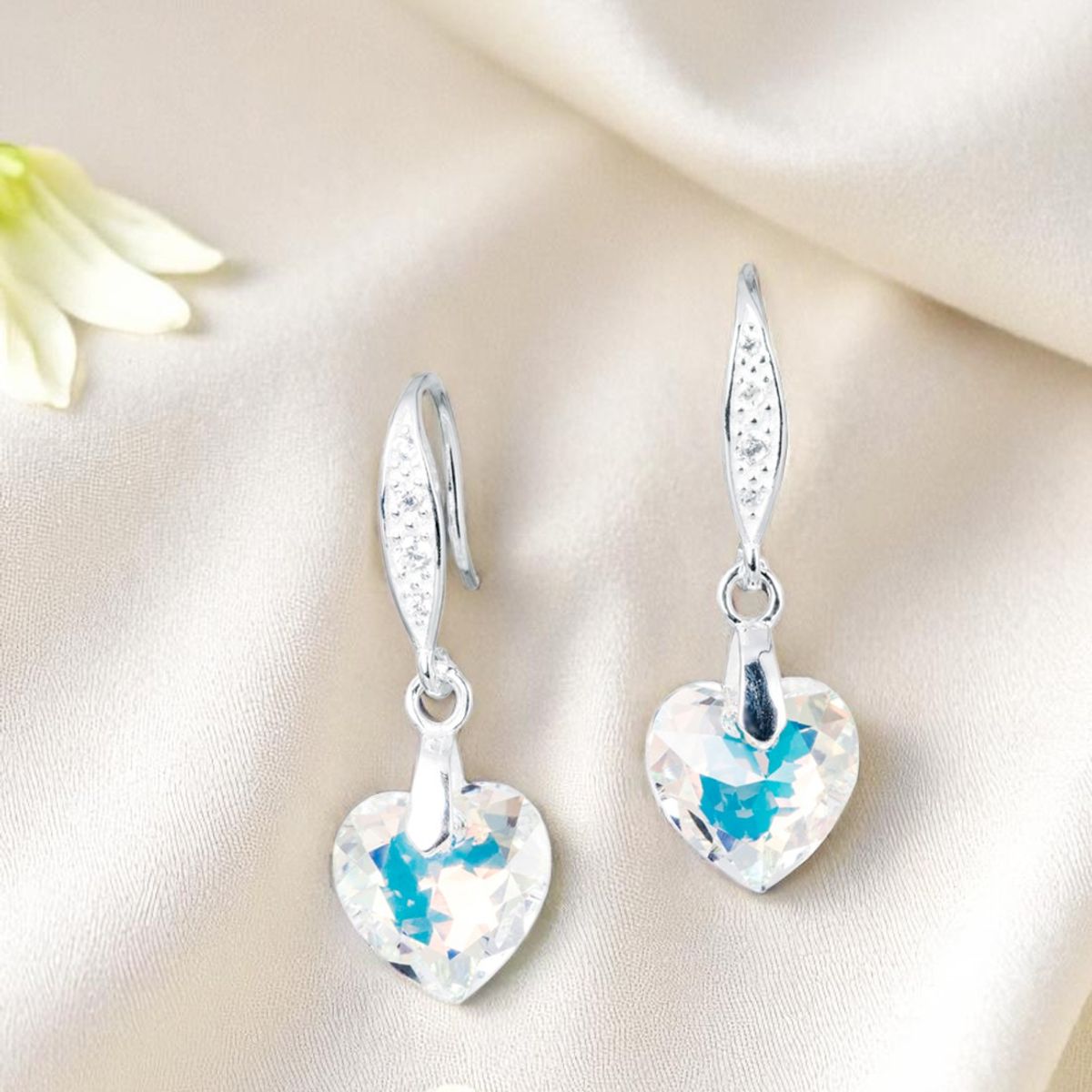 JOYAS MONTERO - Aros Amor Plata 925 creado con cristales de Swarovski® Aurora Boreal