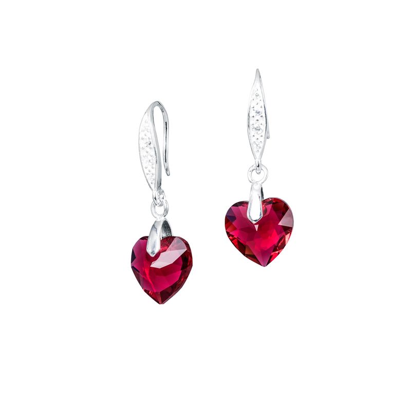 JOYAS MONTERO - Aros Amor Plata Italiana 925 y Cristales Genuinos Scarlet