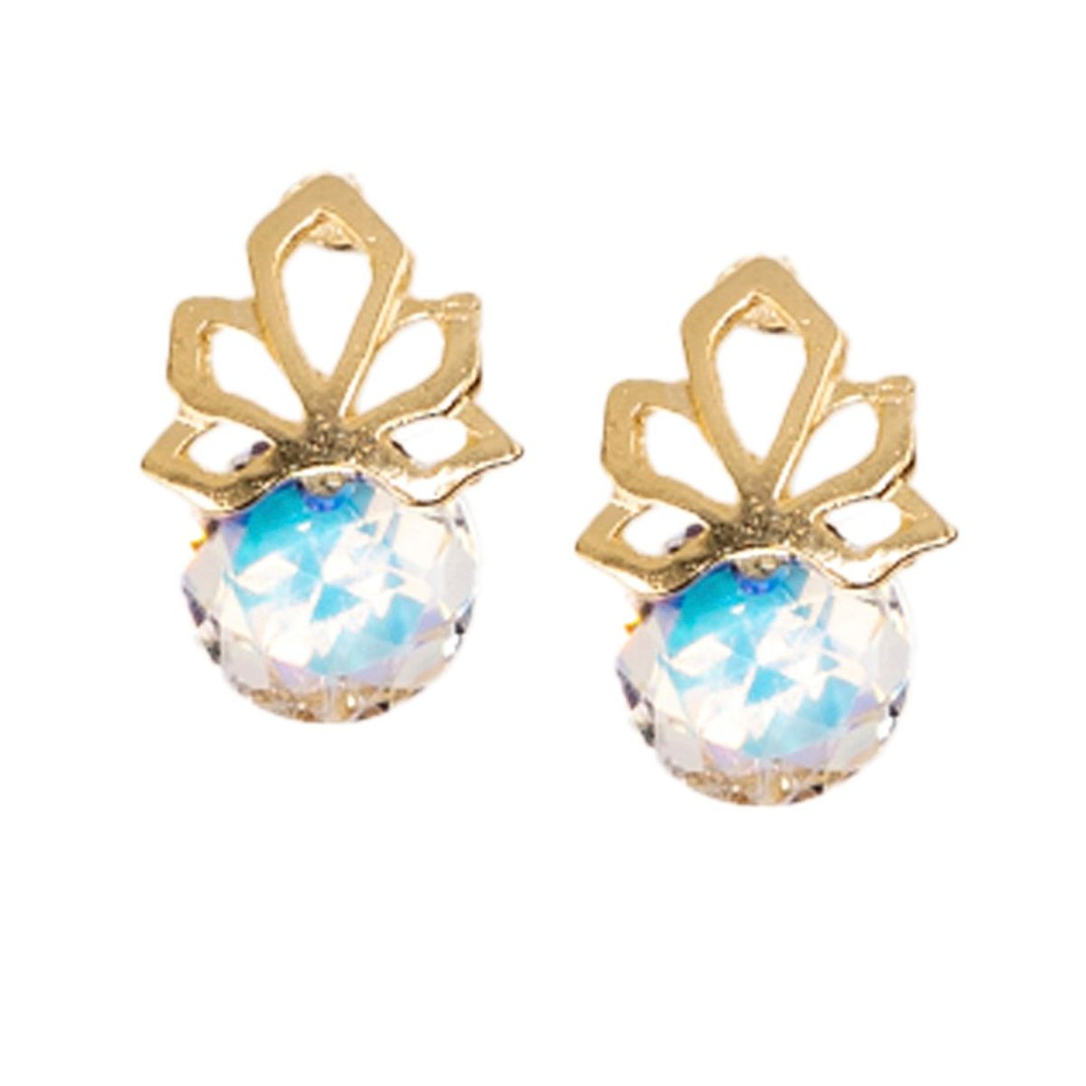 JOYAS MONTERO - Aros Bali Gold 24K creado con cristales de Swarovski® Aurora Boreal