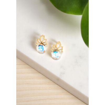 Imagen 2 del producto Aros Bali Gold 24K creado con cristales de Swarovski® Aurora Boreal