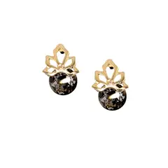 JOYAS MONTERO - Aros Bali Gold 24K Cristal Genuino Silver Night