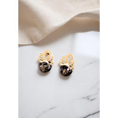 Imagen 2 del producto Aros Bali Gold 24K Cristal Genuino Silver Night