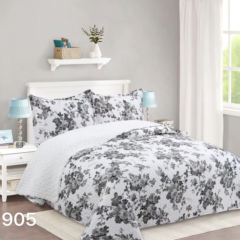 GENERICO - Cubrecama Sherpa 1.5 Plazas - Blanco Flores M905