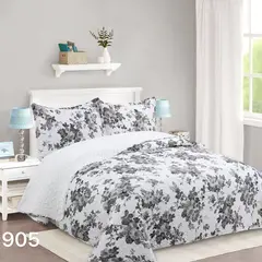 GENERICO - Cubrecama Sherpa 1.5 Plazas - Blanco Flores M905