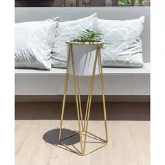 KAUTIVA - Macetero Blanco Gala con pedestal dorado M
