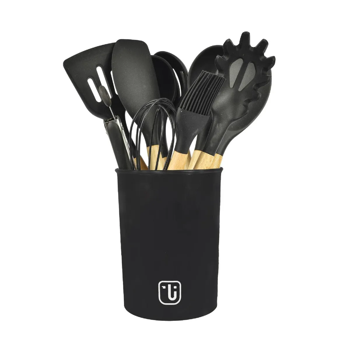 SIMPLIT - Set 12 Utensilios De Cocina Silicona Negro Simplit