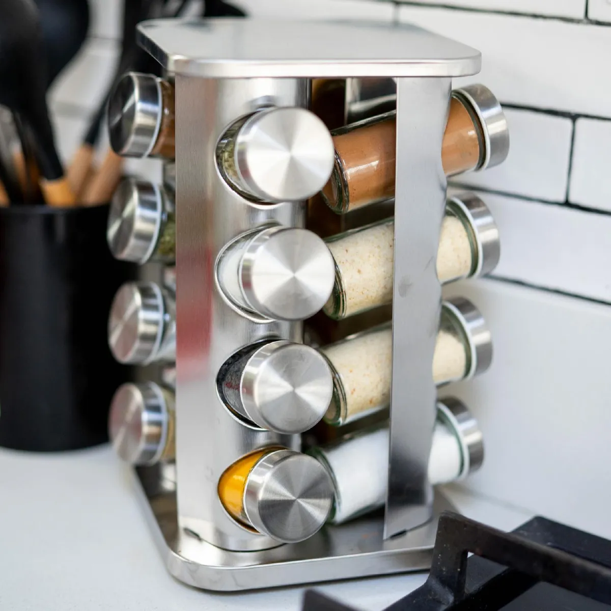 SIMPLIT - Especiero Condimentos Giratorio Metálico 16 Frascos Simplit