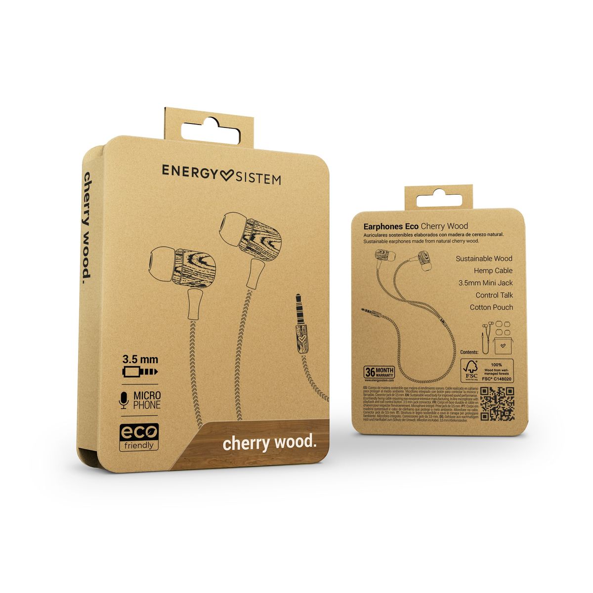 ENERGY SISTEM - Audífonos de Madera Energy Sistem ECO Cherry Wood Jack 3.5mm