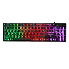 TECMASTER - Teclado Gamer con Retro Iluminación RGB TM-100510 - Negro