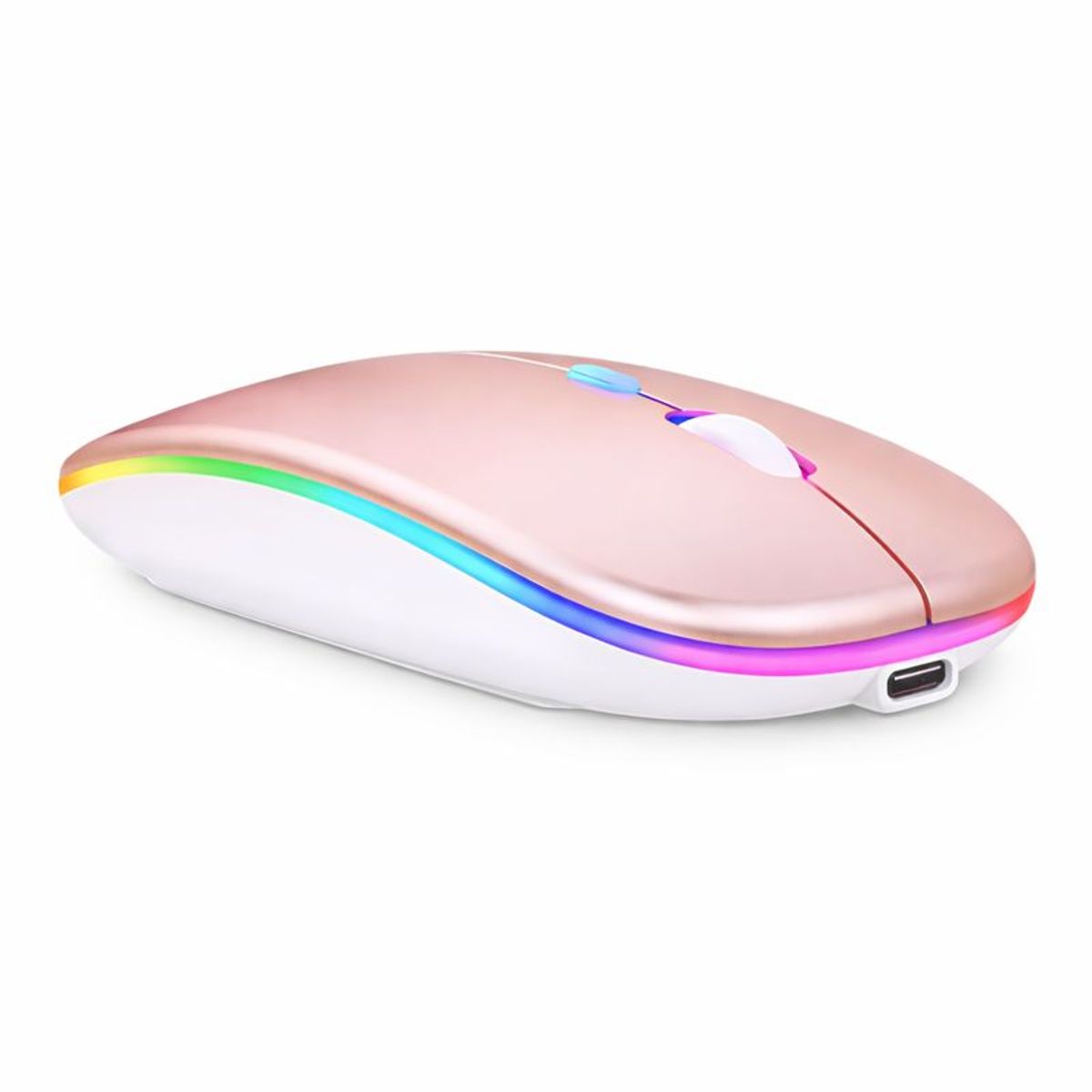 TECMASTER - Mouse Dual Inalámbrico Rosado Recargable Bluetooth + USB 2G