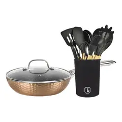 SIMPLIT - Kit Sartén Antiadherente Copper + Set 12 Utensilios
