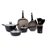 Batería Cocina Classic 8 pzs + Set 12 Utensilios Negro