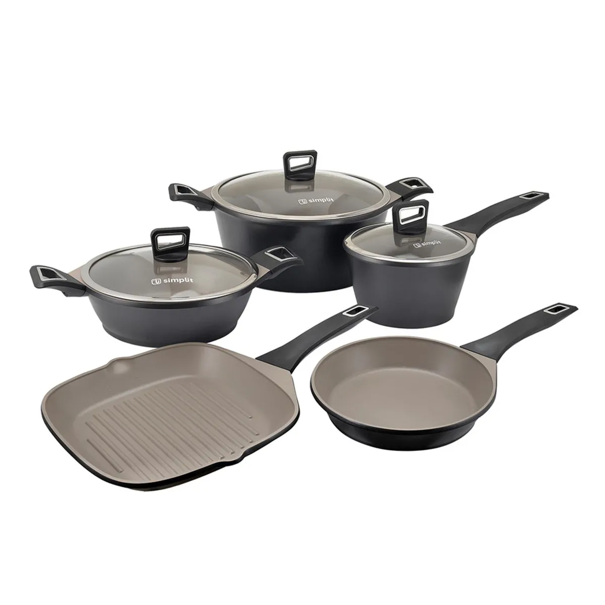 SIMPLIT - Batería Cocina Classic 8 pzs + Set 12 Utensilios Negro