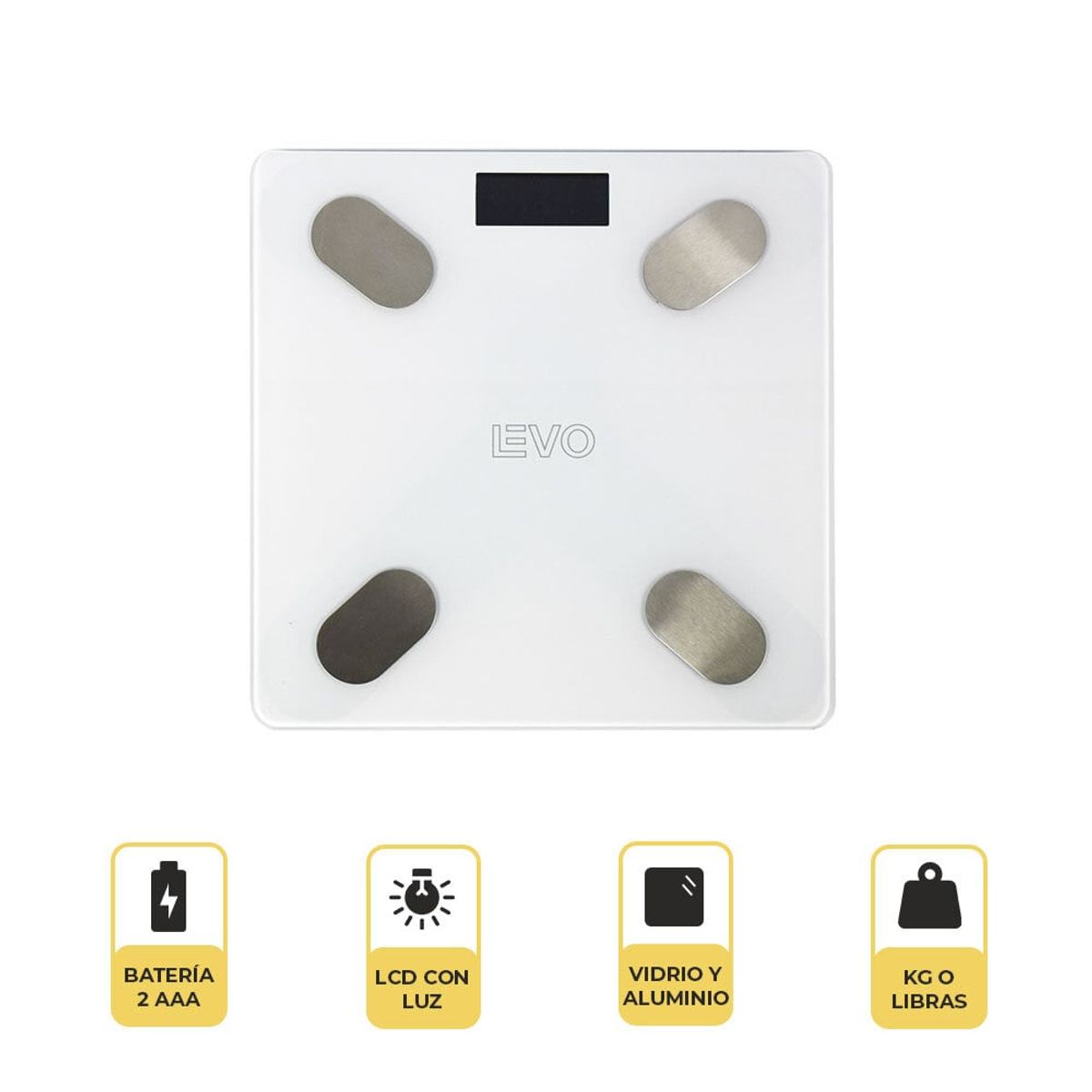 LEVO - Pesa Digital Balanza Baño Bluetooth Blanca Inteligente