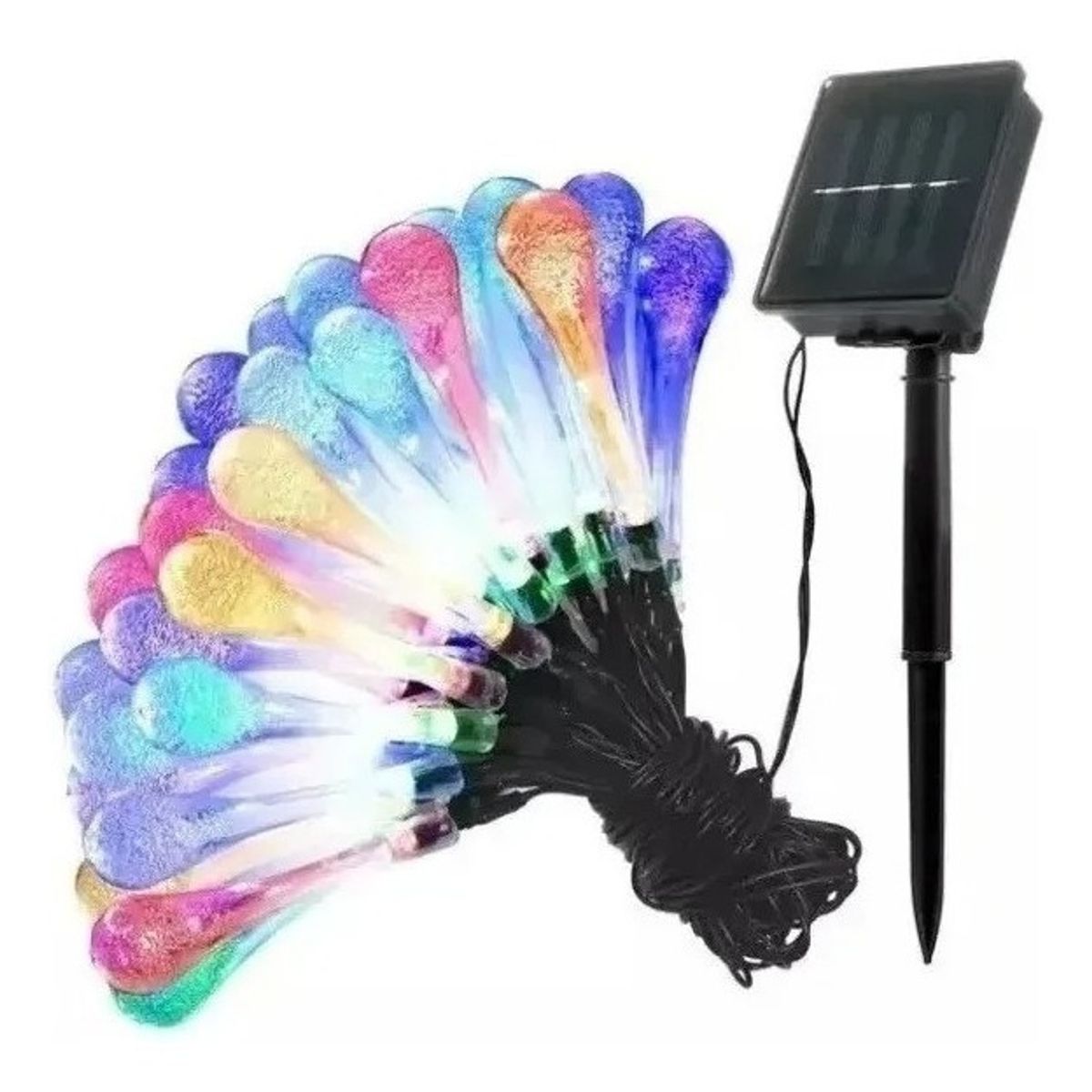 GENERICO - Luces Navidad Solar Guirnalda Led Gotas 6 Metros Multicolor