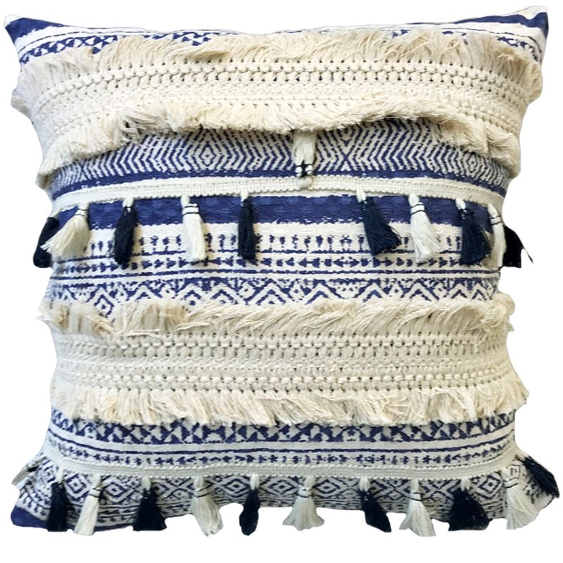 LIVING MARKET - Cojín Azul Boho Flecos 45x45 Living Market