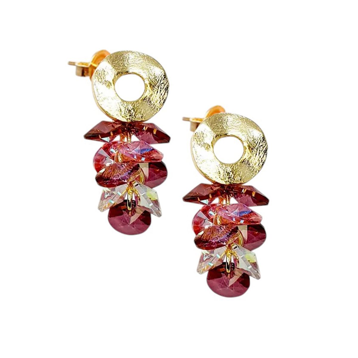 JOYAS MONTERO - Aros Camila Gold creado cristales de Swarovski® Antique Pink