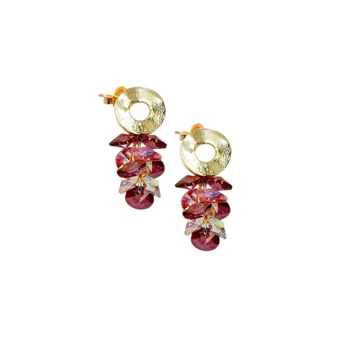 JOYAS MONTERO - Aros Camila Gold creado cristales de Swarovski® Antique Pink