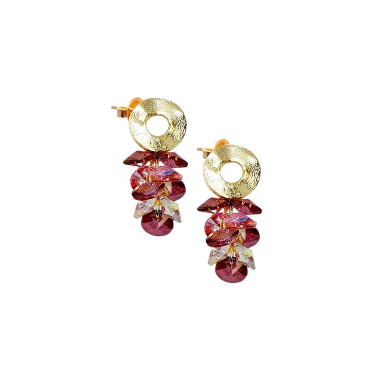 JOYAS MONTERO - Aros Camila Gold Cristales Genuinos Antique Pink