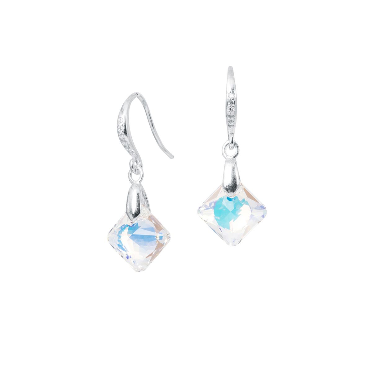 JOYAS MONTERO - Aros Cristina Plata 925 creado con cristales de Swarovski® Aurora Boreal