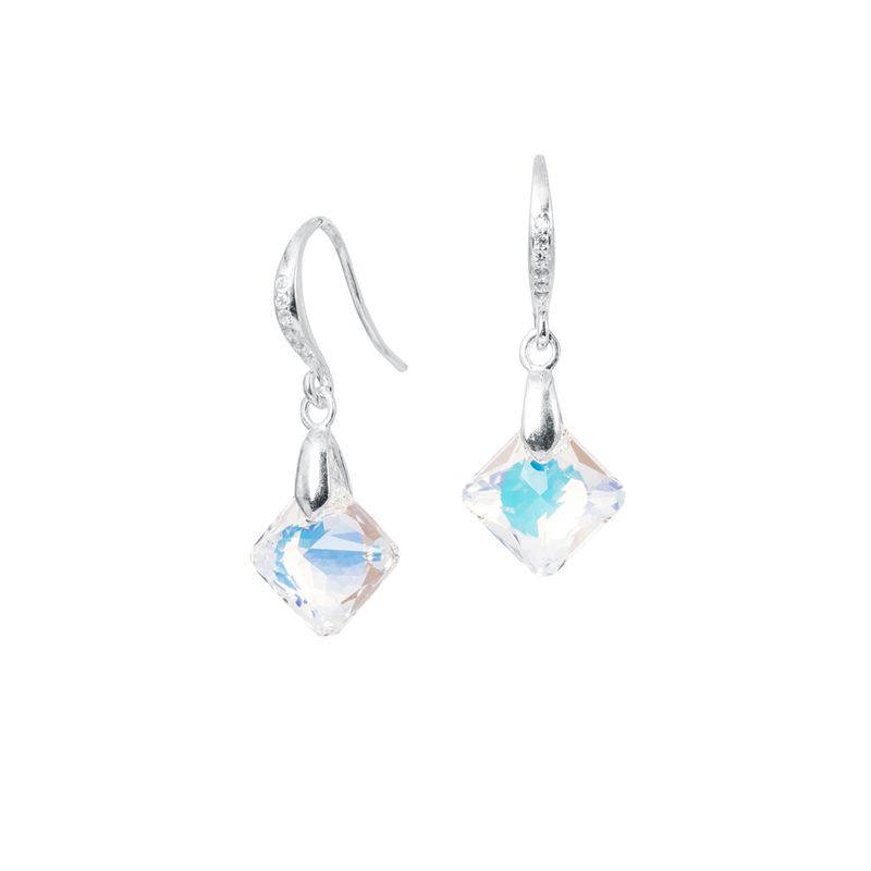 JOYAS MONTERO - Aros Cristina Plata Italiana 925 y Cristales Genuinos Aurora Boreal