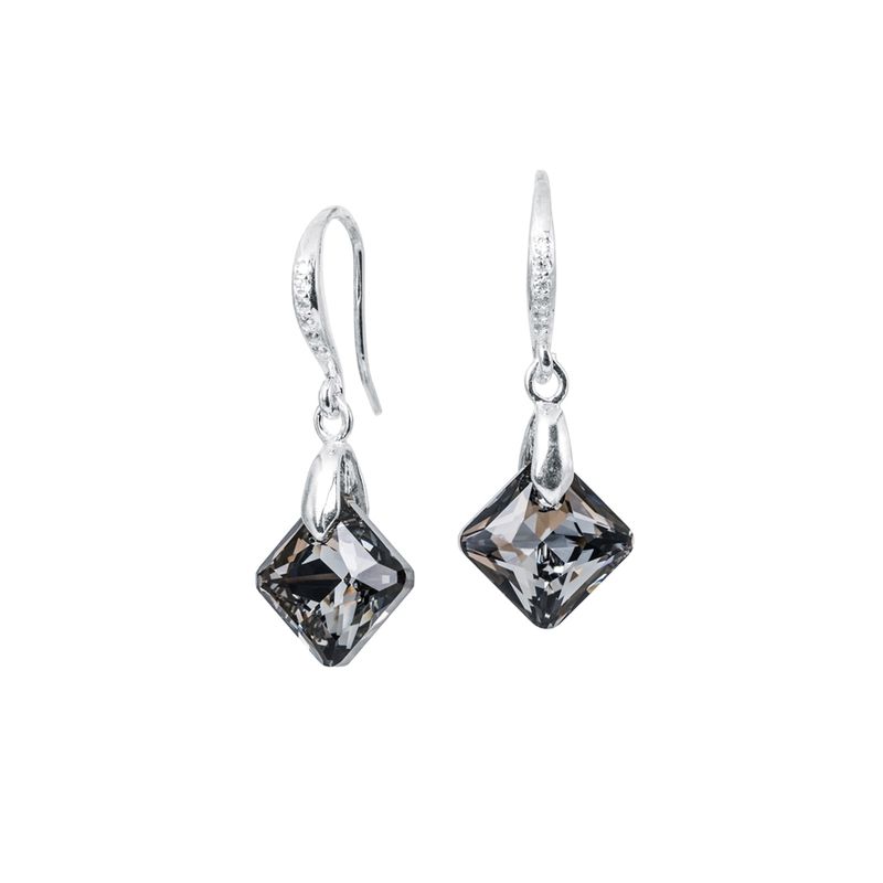 JOYAS MONTERO - Aros Cristina Plata Italiana 925 y Cristales Genuinos Silver Night