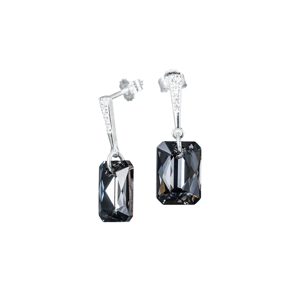 JOYAS MONTERO - Aros Estefania Plata 925 creado con cristales de Swarovski® Silver Night