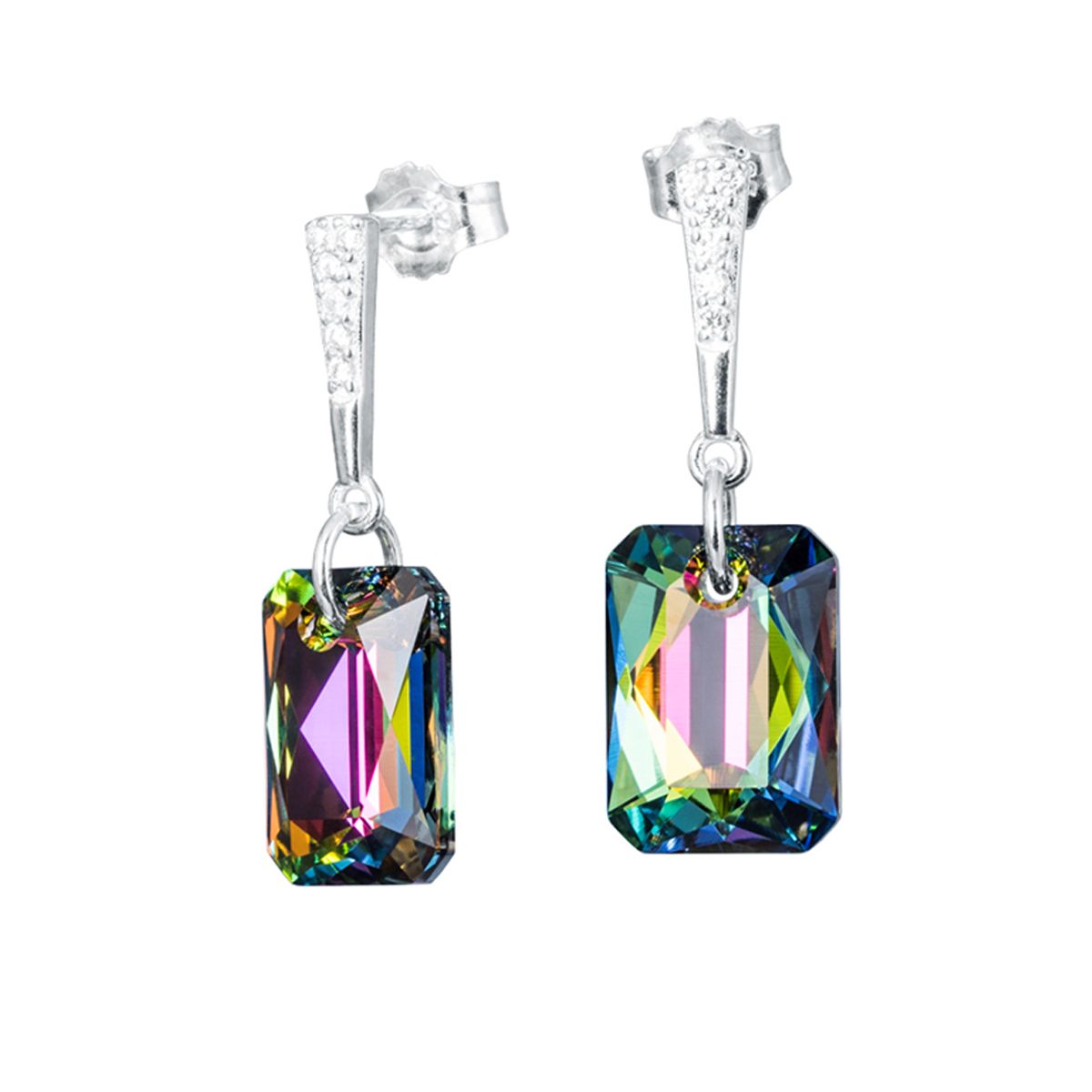 JOYAS MONTERO - Aros Estefania Plata 925 creado con cristales de Swarovski® Vitral Medium