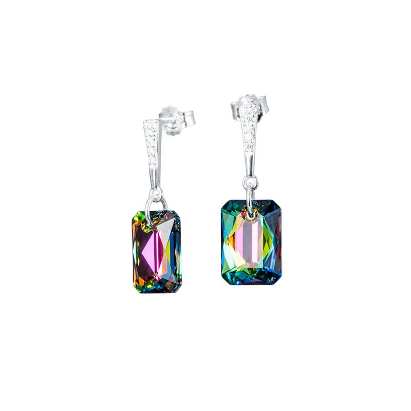 JOYAS MONTERO - Aros Estefania Plata Italiana 925 y Cristales Genuinos Vitral Medium