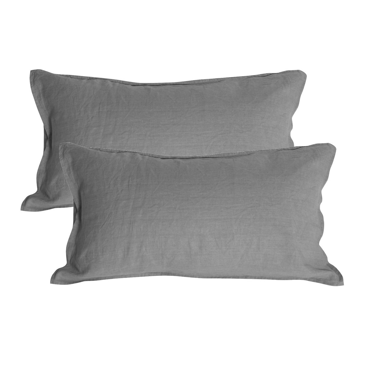NATURALINO - Set 2 Fundas de Almohada Lino - 50x70 cm - Gris Oscuro - Naturalino