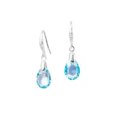 JOYAS MONTERO - Aros Gota de Luz Plata Italiana 925 y Cristal Genuino Aquamarine