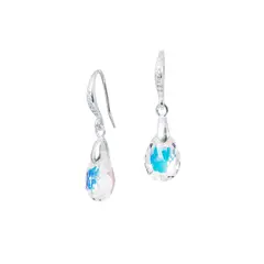 JOYAS MONTERO - Aros Gota de Luz Plata Italiana 925 y Cristal Genuino Aurora Boreal