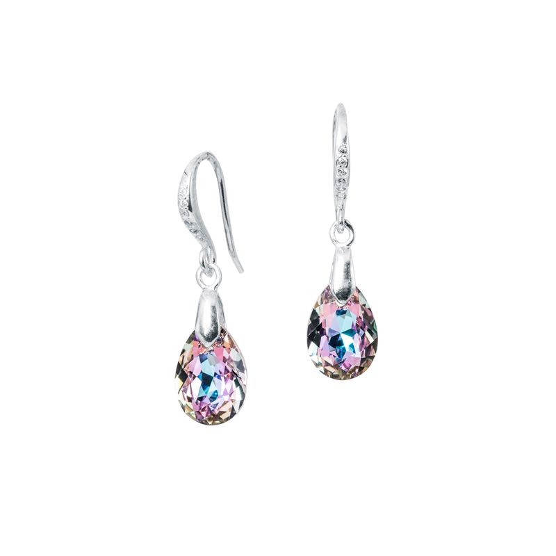 JOYAS MONTERO - Aros Gota de Luz Plata Italiana 925 y Cristales Genuinos Vitral Light