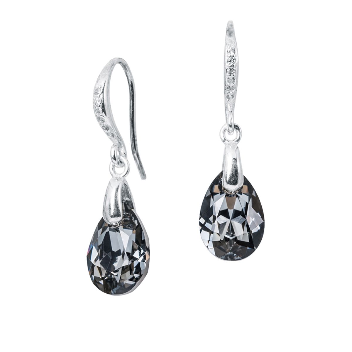 JOYAS MONTERO - Aros Gota de Luz Plata 925  creado con cristales de Swarovski® Silver Night
