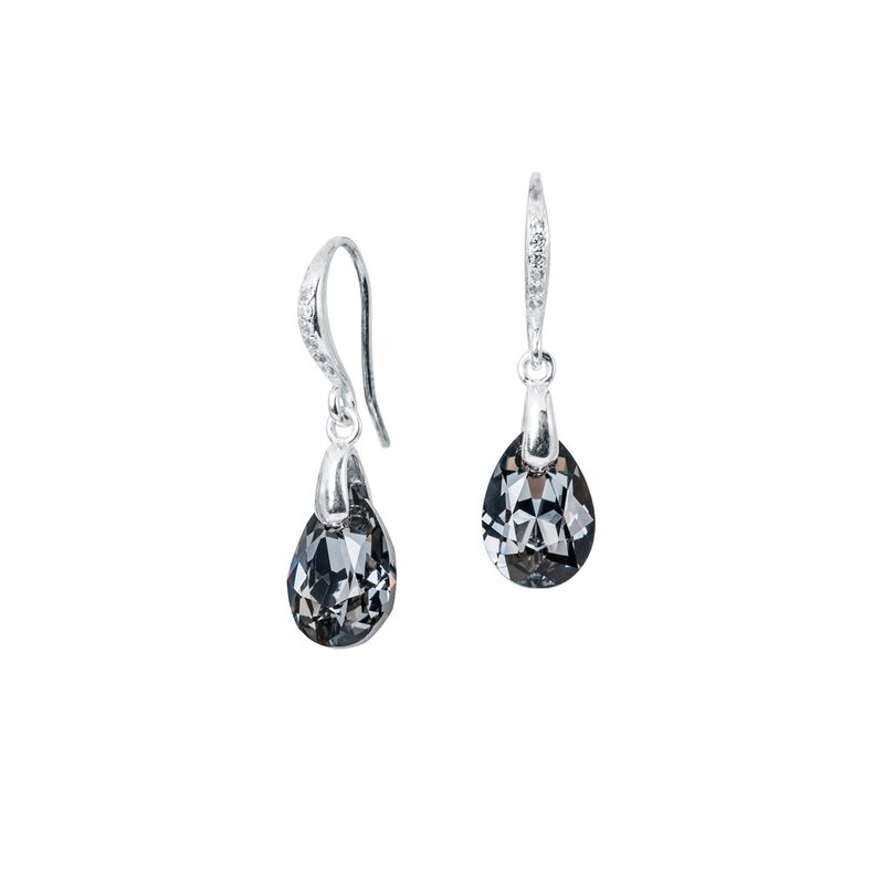 JOYAS MONTERO - Aros Gota de Luz Plata Italiana 925 y  Cristales Genuinos Silver Night