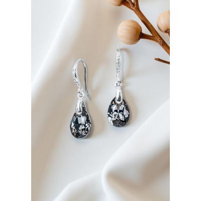 Imagen 2 del producto Aros Gota de Luz Plata 925 creado con cristales de Swarovski® Silver Night