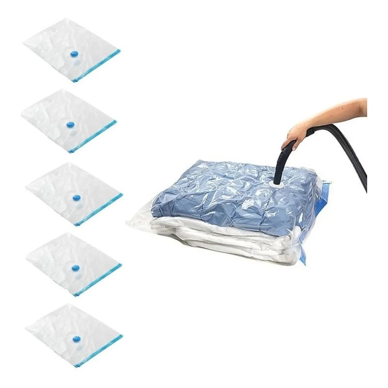 GENERICO - Pack X5 Bolsas Al Vacio Ropa Closet Salva Espacio 90x120cm