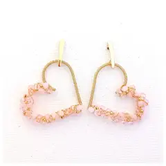 LILY JOYAS - Aros Corazones Duo Rosa