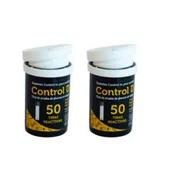 CONTROL D - Kit de 100 Tiras Reactivas Glucómetro Comfort