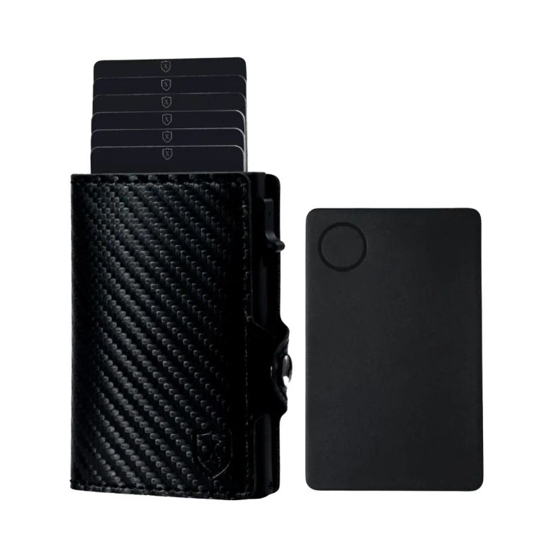 Pack Billetera Tarjetero con Localizador Negro TALLA UNICA