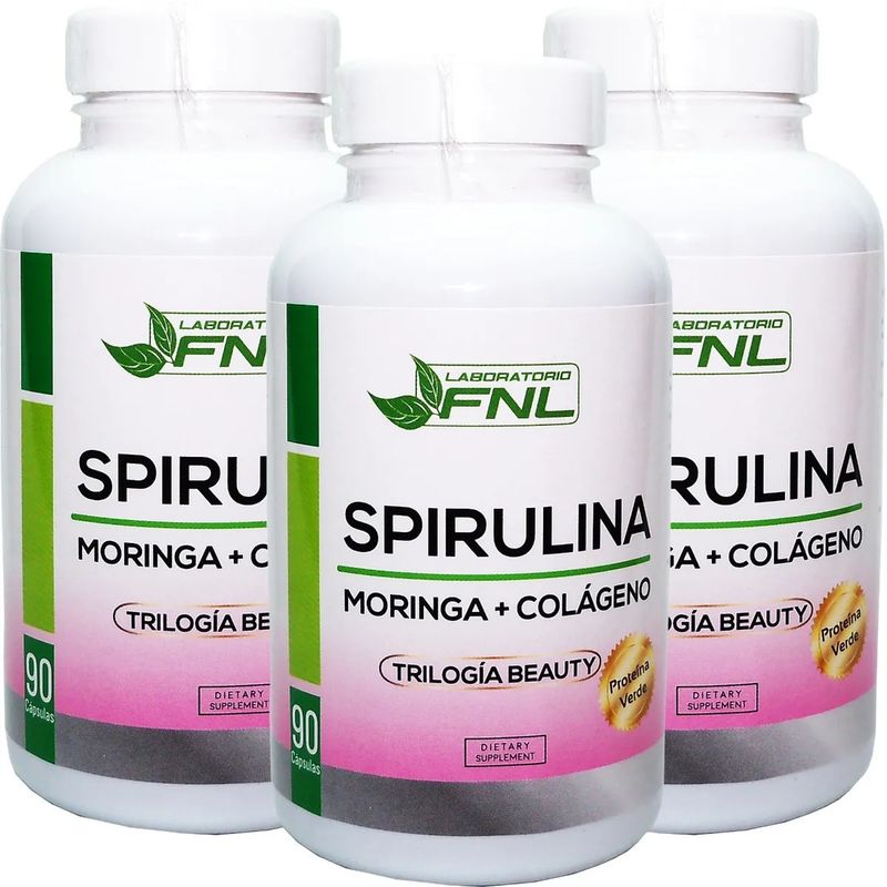 FNL - Spirulina + Moringa + Colageno Fnl 270 Capsulas 3x90 Caps