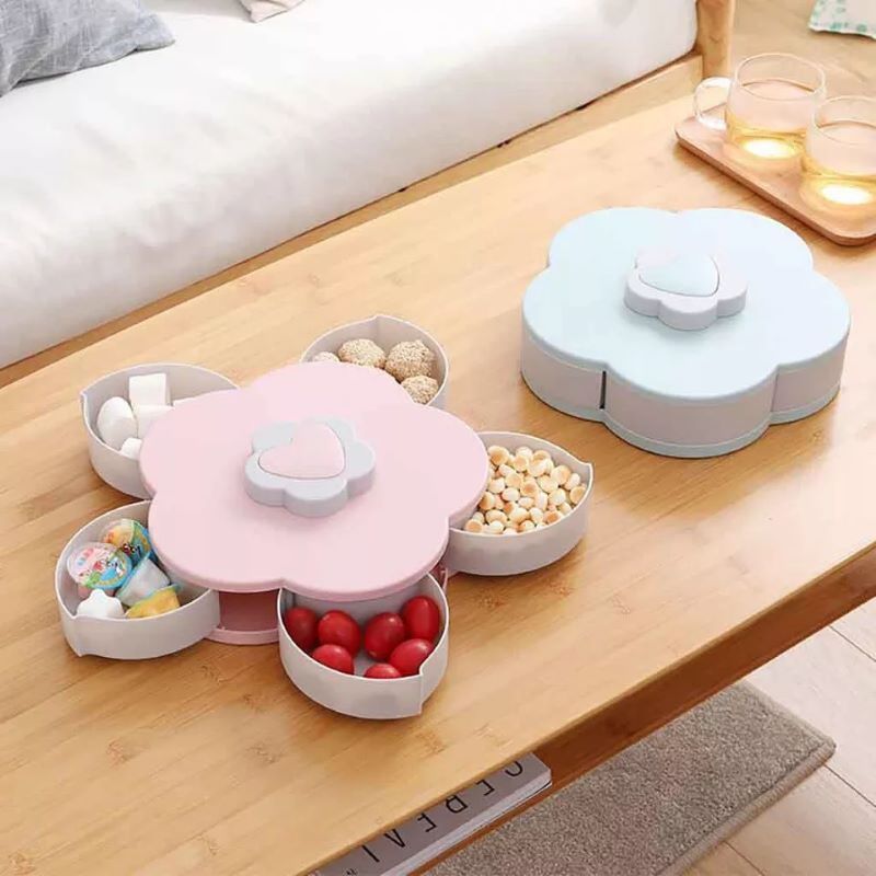 UNIVERSAL - Caja PICOTEO pétalos de 5 rejillas, 1 capas GIRATORIA SIMPLE, ROSA