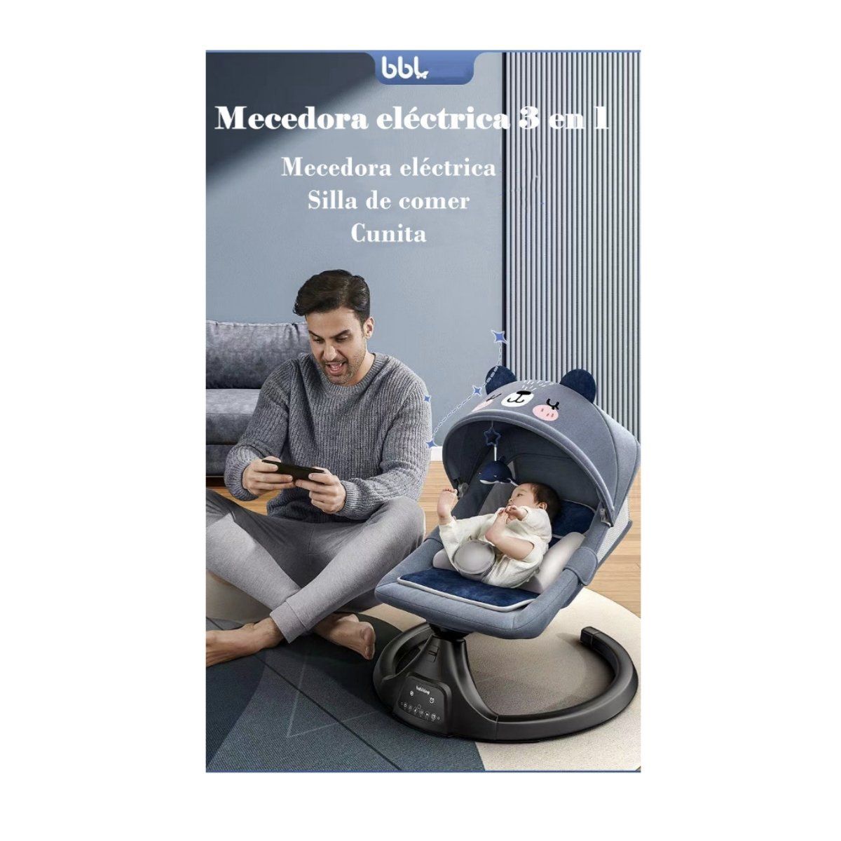 LUBABYCAS - Mecedora Eléctrica Reclinable Bluetooth Lubabycas Universo