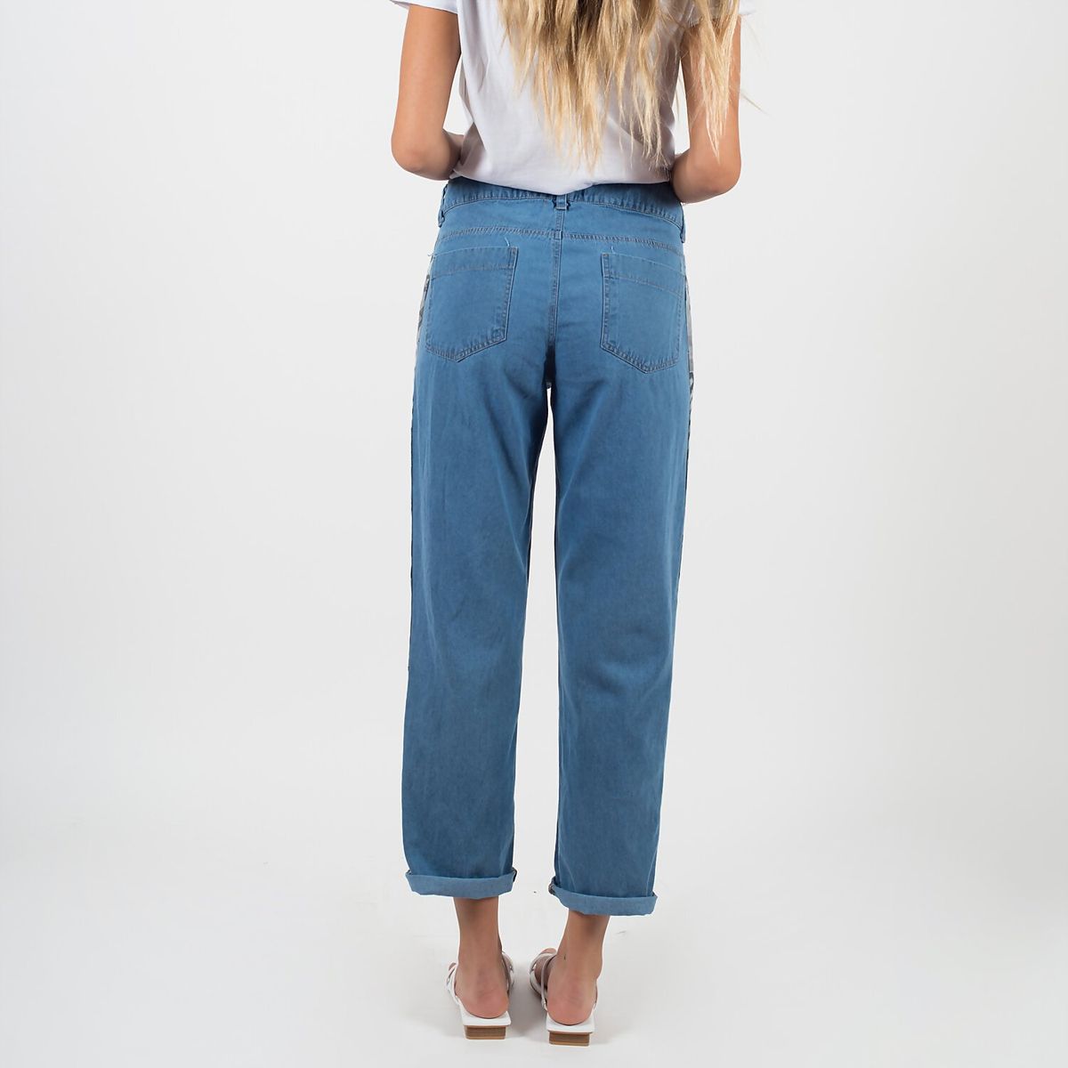 ME QUIERE MUCHO POQUITO NADA - Jeans Recto Tiro Alto Mujer con Banda Lateral Animal Print - MQM