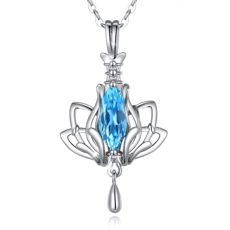 GENERICO - Collar flor de loto plata 925 joyas mujer regalo